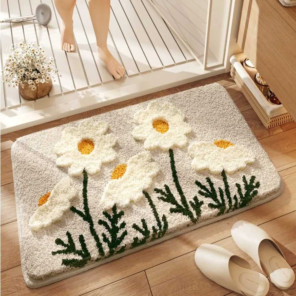 Small Fresh Floral Bathroom Floor Mat Non-Slip Soft Durable Absorbent Floor Mat 3050cm Carpet Bathroom Entrance C251103