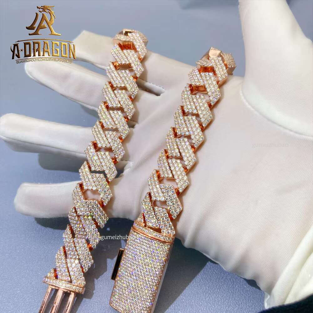 9-20mm Moissanite Dia Tester Sier VVS Custom Initial Necklace with Iced Cuban k Chain Hip Hop Jewelry