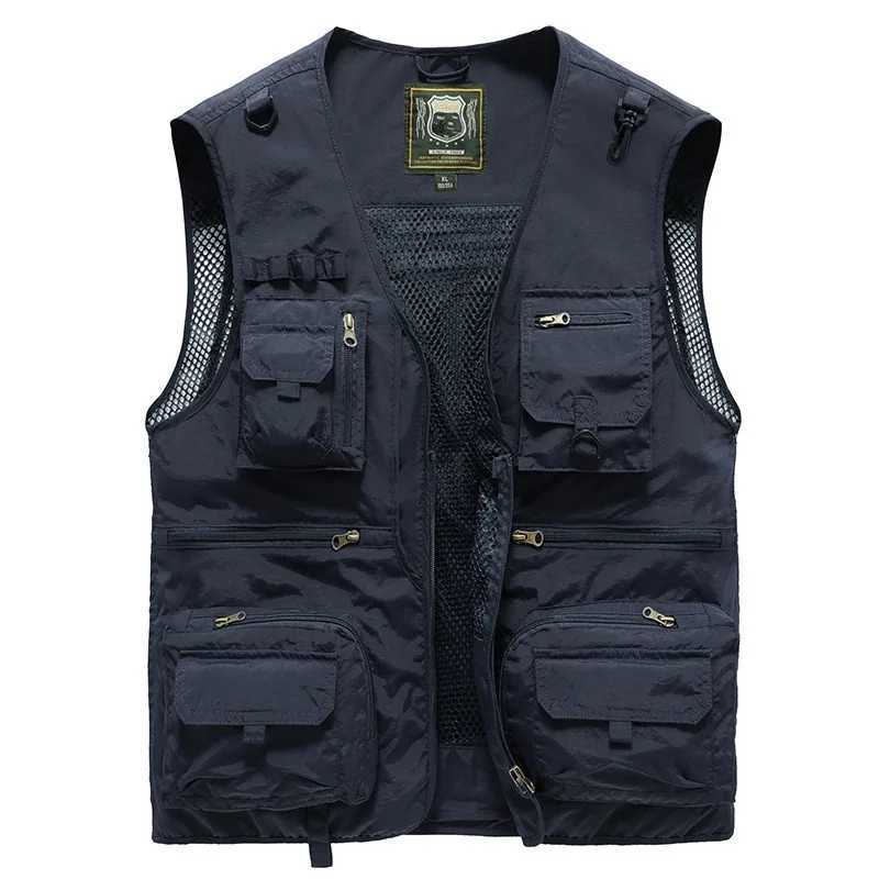 New Summer Outdoor Work Men Multi-Pocket Vest Thin Fishing Photography Mens Vest Coat X2504031