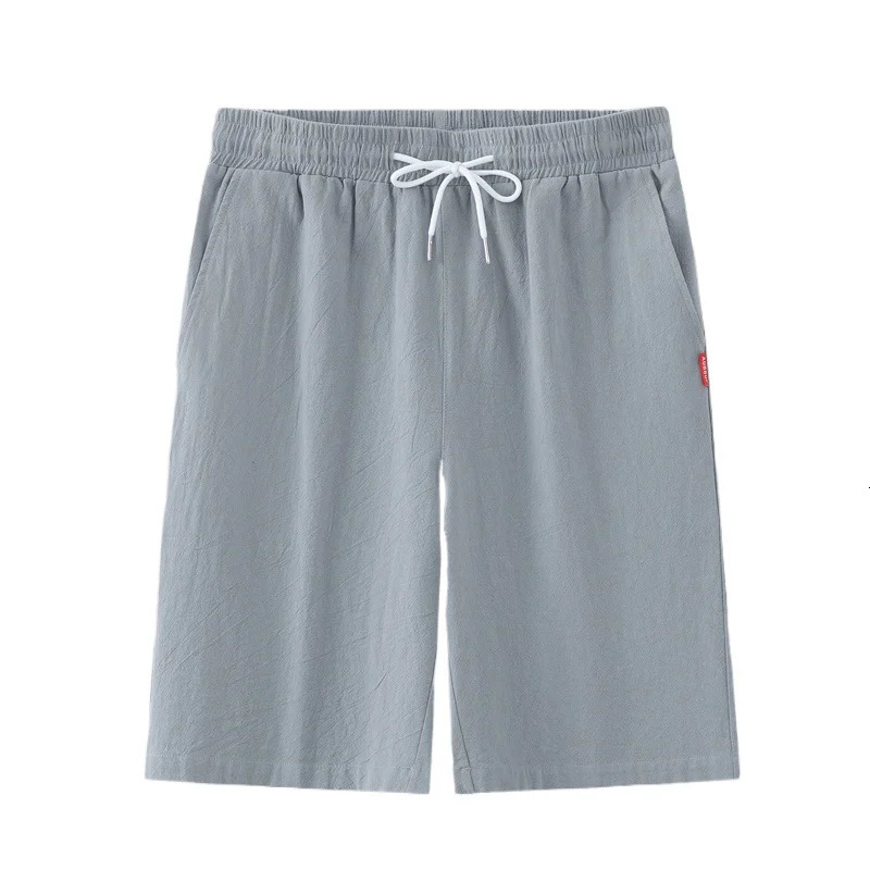 Mens cotton summer beach casual drawstring shorts breathable and lightweight pants outdoor solid sports running 250403e