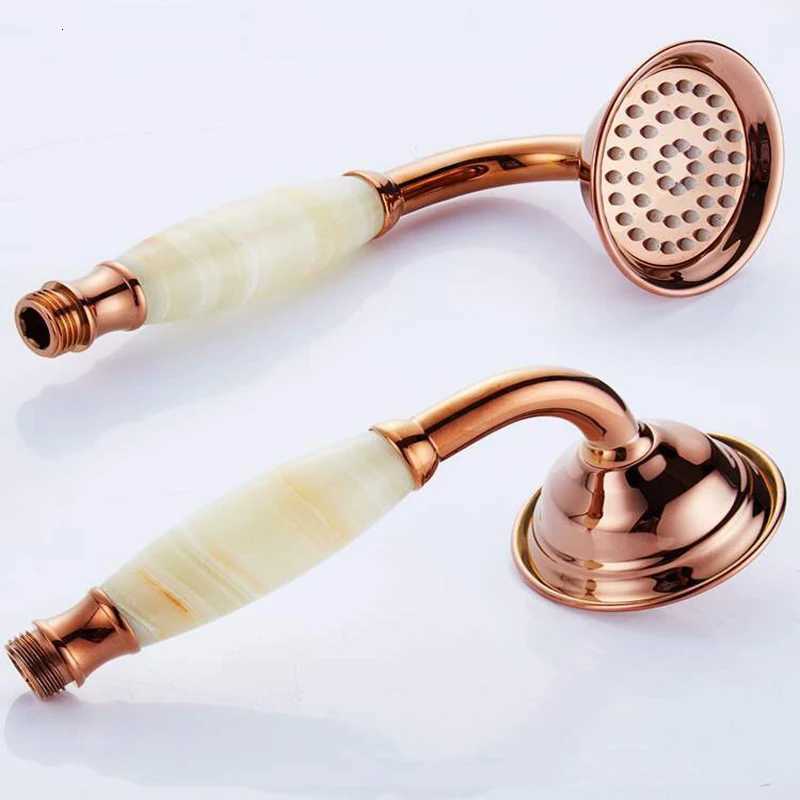 Rose Gold Shower Bathro Natural Jade Hand Shower Spray Gold Y251103