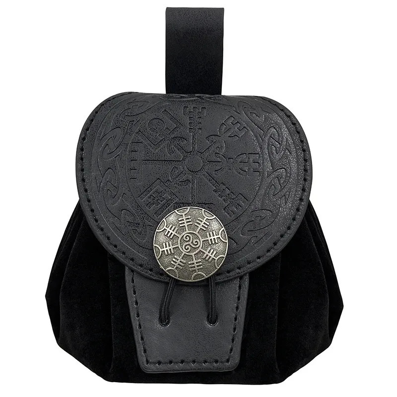 Steampunk Medieval Punk Style Fanny Packs for Men Pu Leather Coin Purse Hangable Belt Waist Bag Drawstring Hip Cosplay 251103