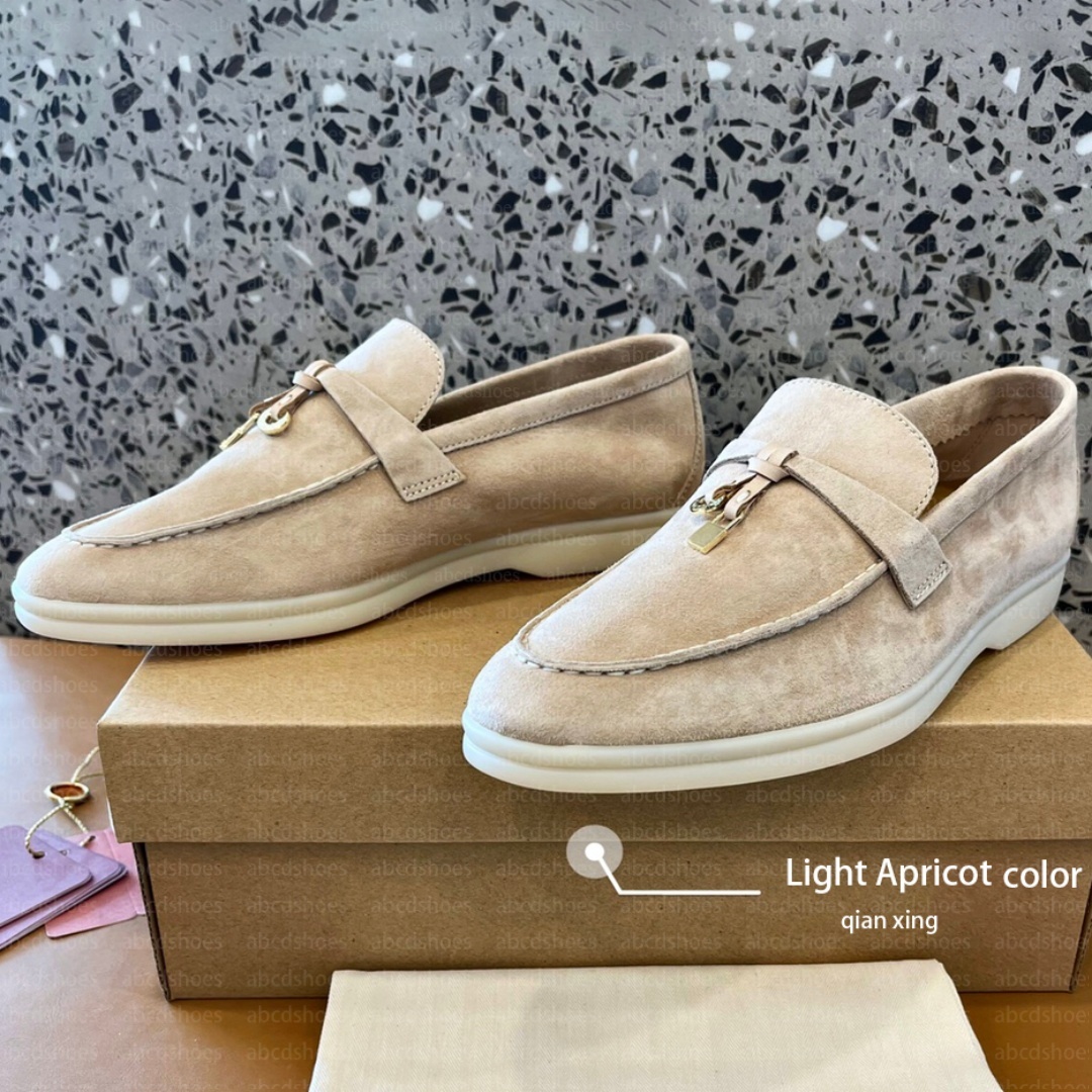 With Box Summer Charms Walk Loafers Casual Dress Shoes Pink Women Men Shoe Slippers Flats Loafers Real Suede Moccasin Luxury Designer Sneakers Slip-On Shoes