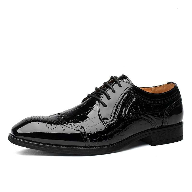 2024 Spring Large Pointed Wedding Men's Block Suit Leather Carved Business Dress Casual Shoes