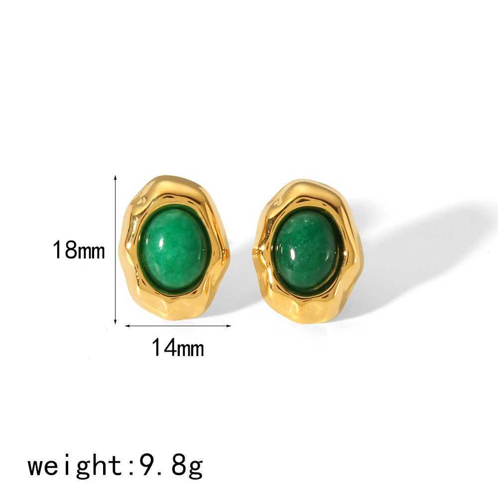 Fashion 18K Gold Plated Irregular Geometric Stud Earrings Waterproof Stainless Steel Nature Stone Pearl Earrings Jewelry C251103
