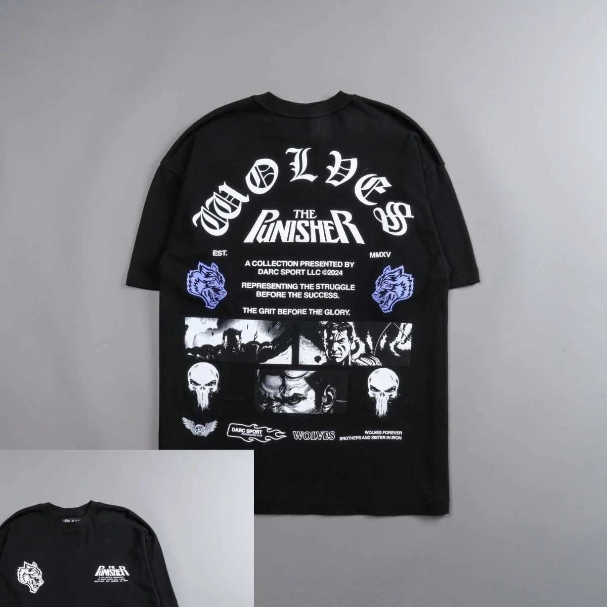 Wolf Head High Quality T-shirt Summer City Fitness Sport Loose casual crewneck Mens T-shirt Couple 100% cotton X2506131