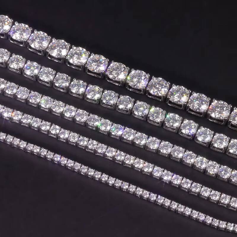 New 925 Silver Moissanite Tennis Bracelet 4mm Hip Hop Single Row Full Diamond Bracelet