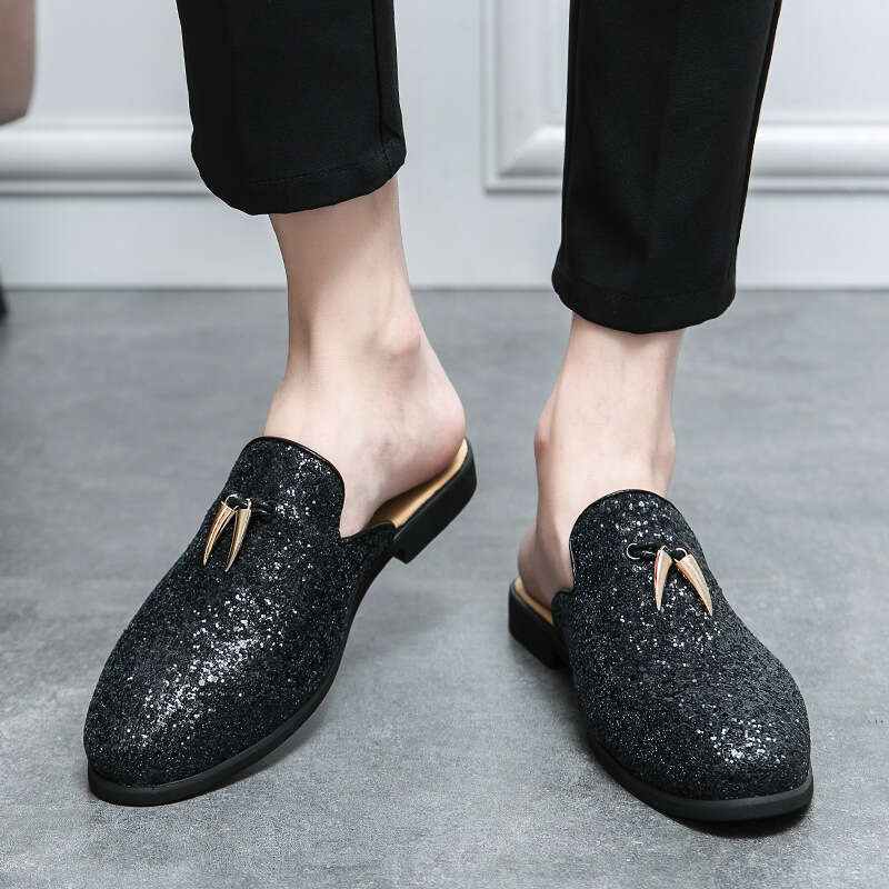 2024 Large Size Spring New Half Dragged Leather Fashion Men's Legged Casual Shoes Trend