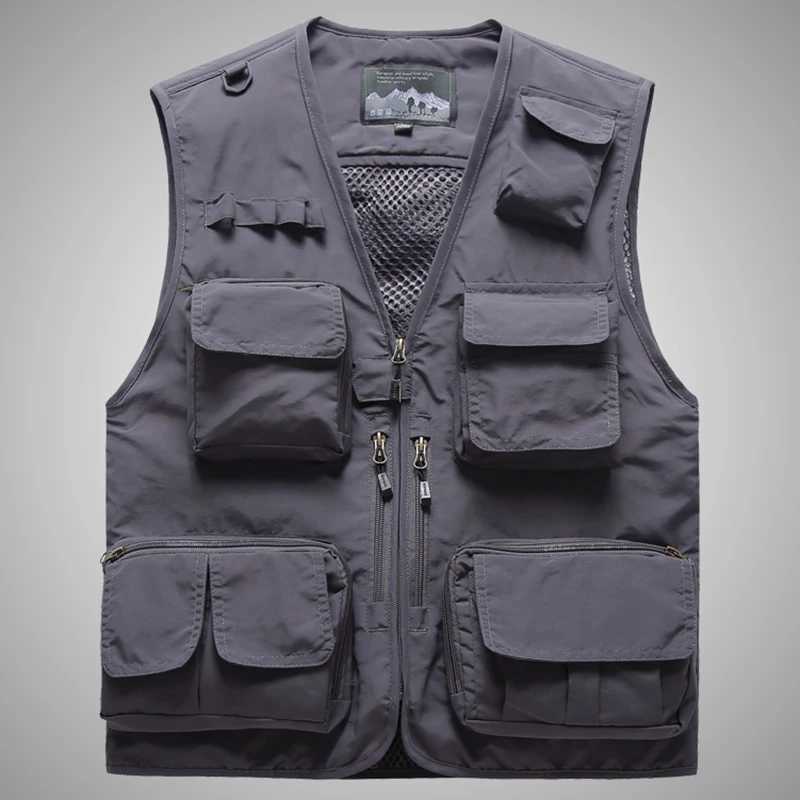 7XL 14 Pockets Summer New Men US Tactical Hiking Fishing Vest Man Photographer Waistcoat Mesh Cargo Sleeveless Jacket Tool Vest X2504031