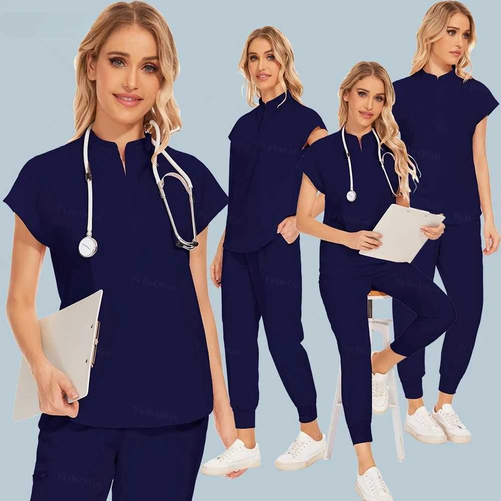 Surgical Uniforms Woman Medical Nurse Clinical Nursing Costume Beauty Doctor Workwear Dental Work Uniform Short Sleeve Suit Soft J251103