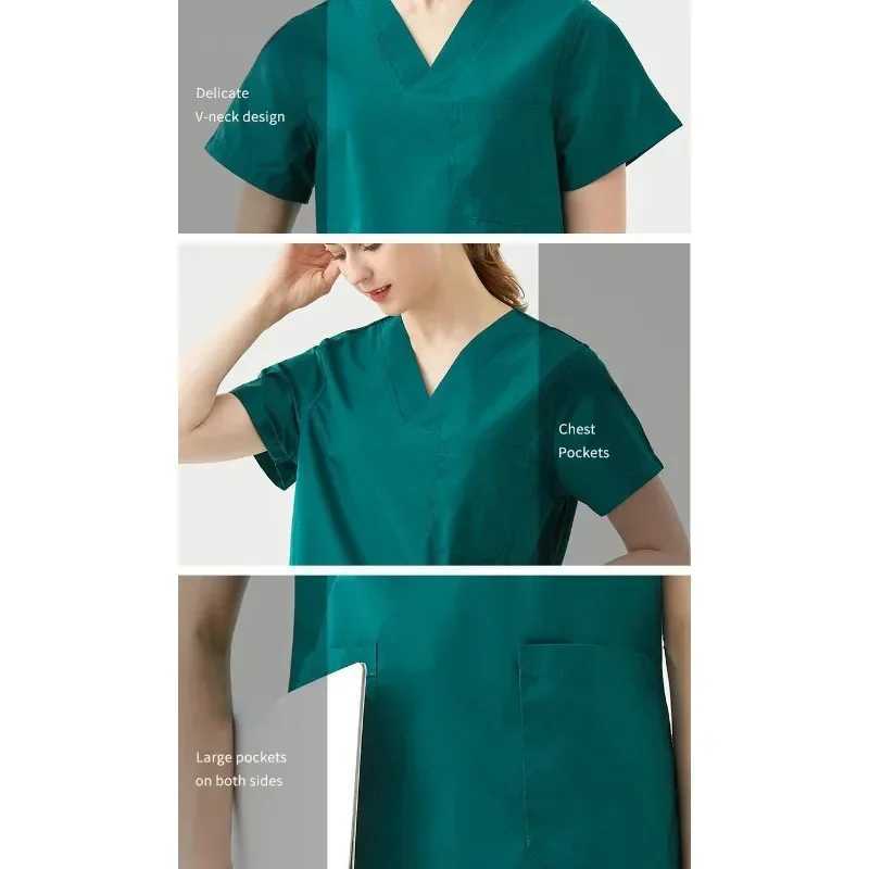 New Style Long Sleeves Scrub Set Nurse Workwear Scrubs Nursing Uniforms V Neck Women Men Solid Color Doctor Working Suit Cheap J251103