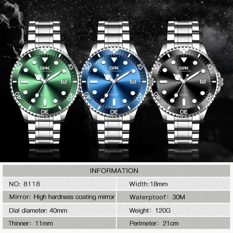 OPK brand steel belt single calendar luminous waterproof mens quartz watch 8118W251104