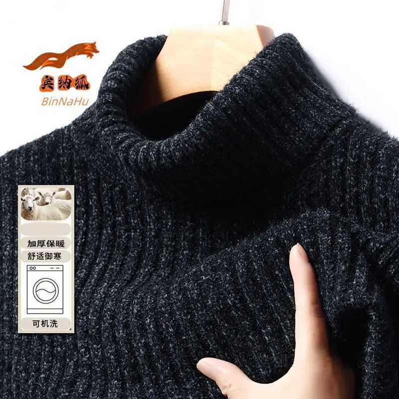 New Casual Mens Turtleneck Sweater in Winter Knitted Trendy High-end Thickened Slim Base WarmT251103