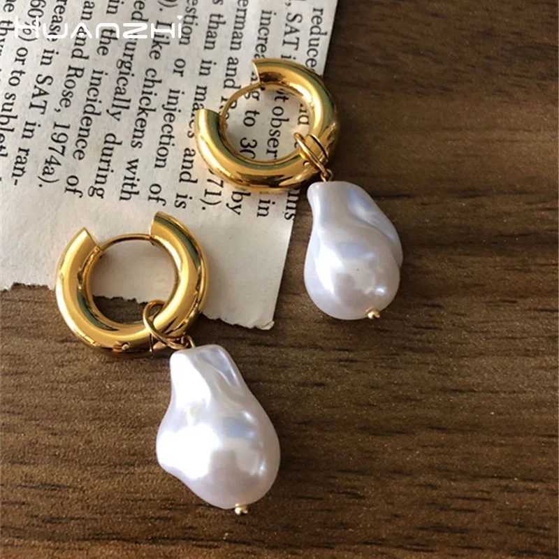 HUANZHI Baroque Irregular Imitation Pearl Rings Earrings Female INS Fashion Wedding Party Jewelry Gifts 2023 New Y250401