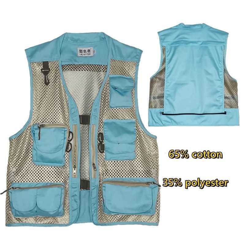 Outdoor Hiking Fishing Vest Men Summer Breathable Multi-pocket Work Wear Mesh Vest Reflective Strip Fishing Clothing Customized X250403