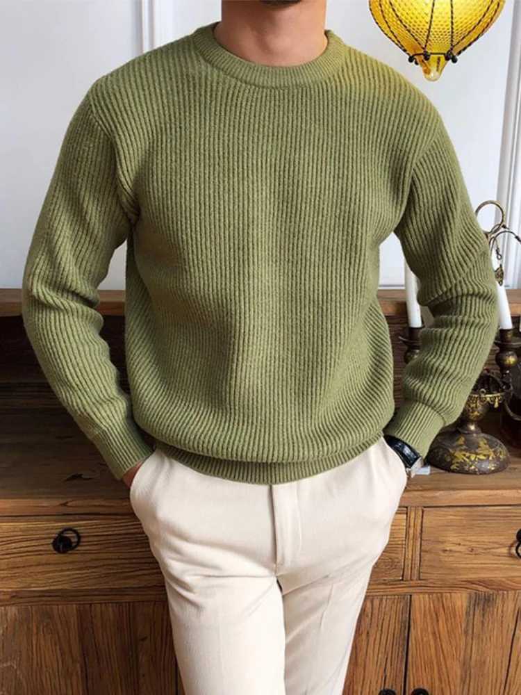 Leisure Knitting Sweaters For Mens Fall Winter Casual Texture Knit Bottoming T Shirt Fashionable Solid Color Crew Neck SweaterT251103