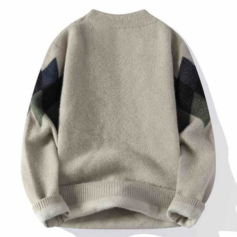 New Mens Half Turtleneck Knitwear Sweater Contrast Color Slimming Korean Warm Pullover Tops Casual Jacquard Pattern SweatersT251103