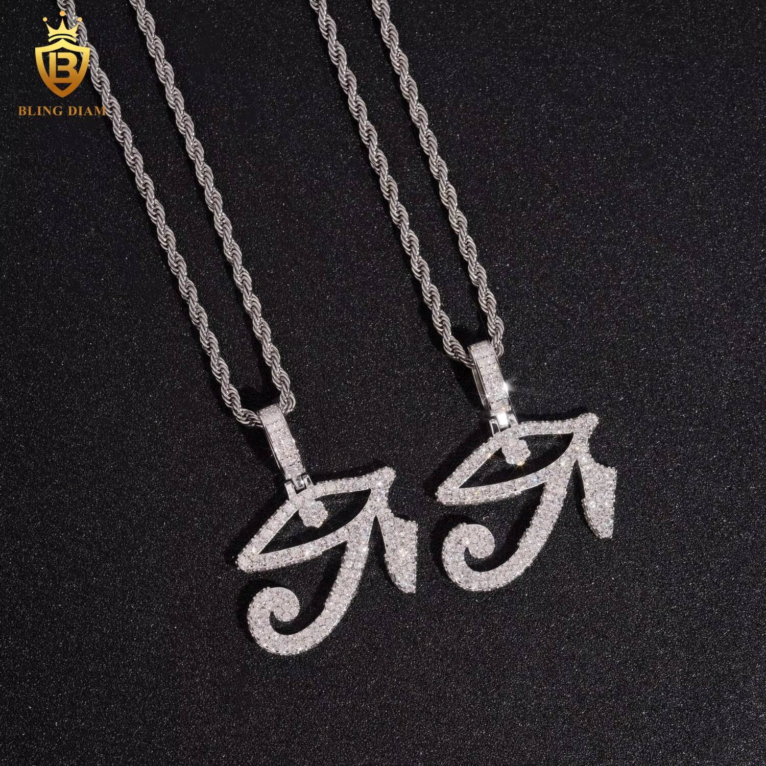 Iced Out Pendant Charms 925 Silver Round Brilliant Moissanite Pendant D Color GRA Certified Fine Pendant Necklaces for Men