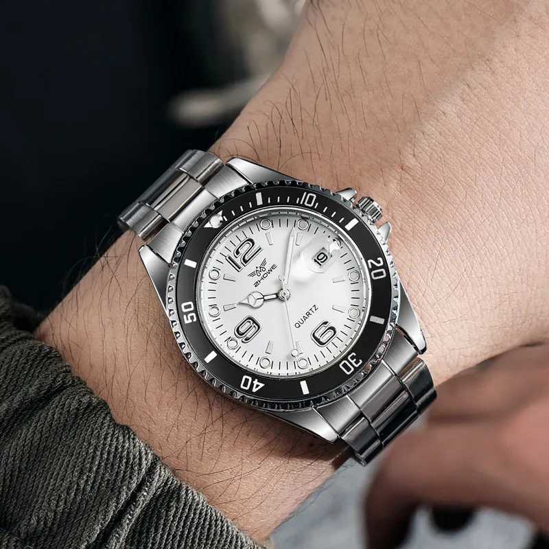 New Fashion Stainless Steel men quartz wristwatches Gold Sliver Luxury Brand Top Quality Men Quartz Watch Relogiowithout boxW251104