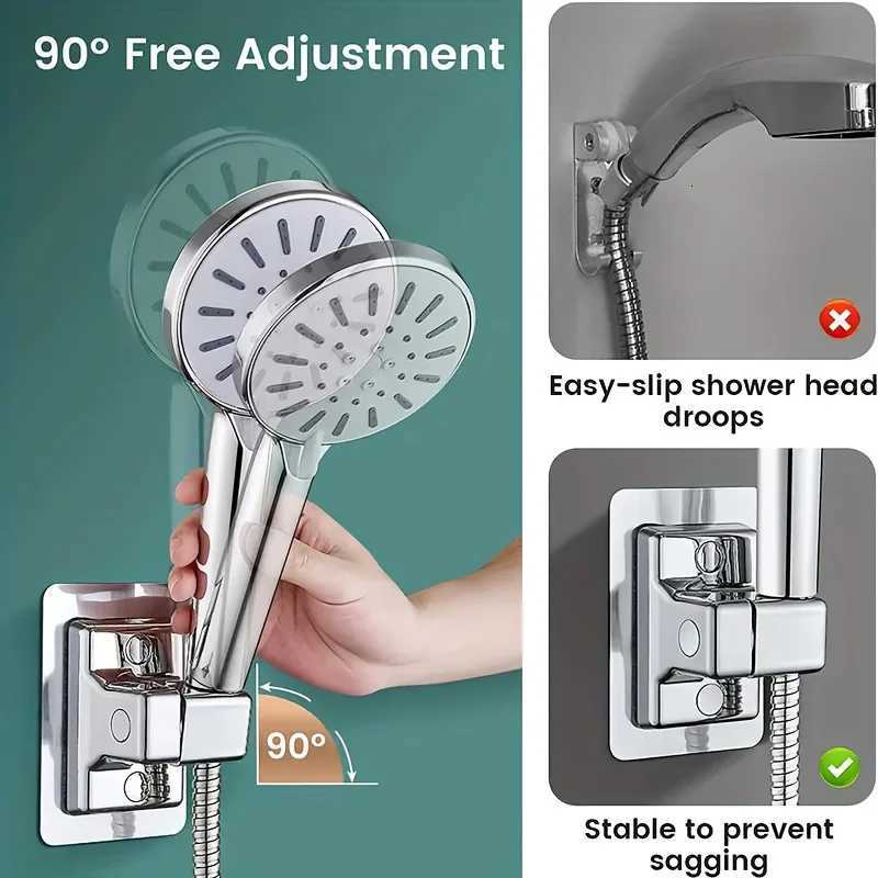 Adjustable Shower Bracket Self Adhesive Wall Mount with 360 Rotation No Drill Space Saving Bathro Organizer Y251103