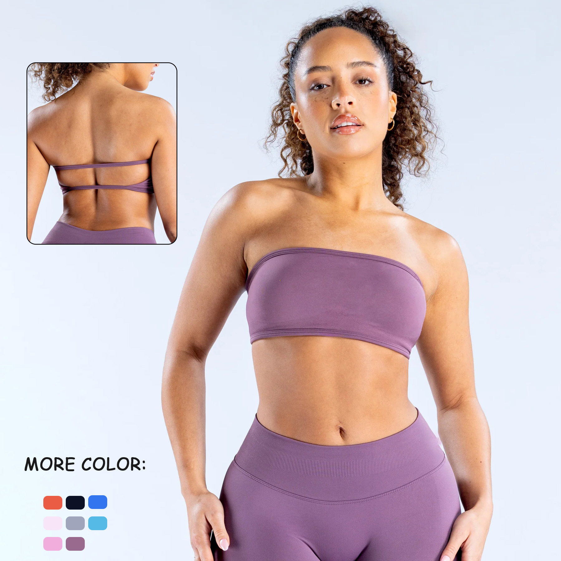2-piece yoga exercise set strapless bra high waisted corset sports shorts fitness impact set women's strapless sports suit seamless fitness set backless top