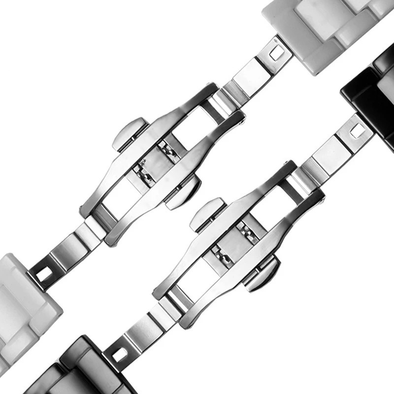High quality ceramic strap 14mm 16mm 18mm 20mm 21mm 22mm black flat interface ceramic universal strap womens bracelet 220706