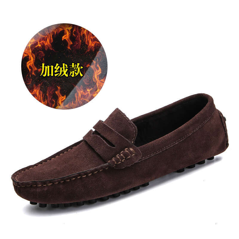 New autumn winter oversized low cut men's bean with fashionable plush and warm sleeves, British casual shoes