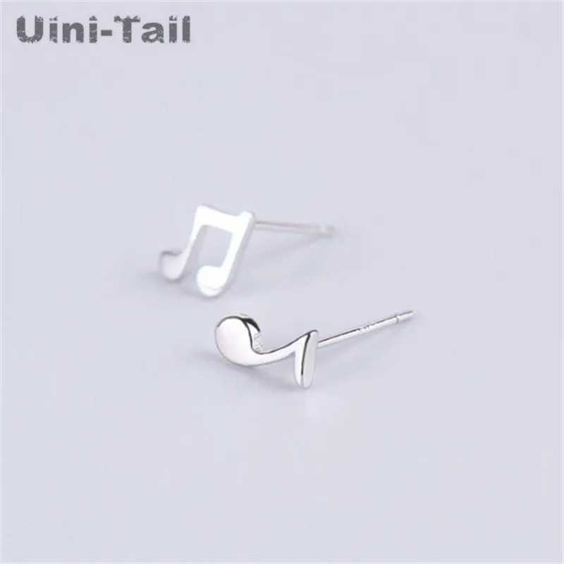 UiniTail Hot Music Elf 925 Tibetan silver cute note earrings Korean version of allergyfree pure silver ear jewelry ED116 C251103