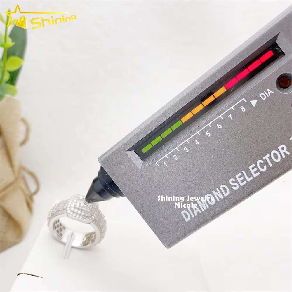 Hot Selling Pass Diamond Tester Ice Out Baguette 925 Sterling Silver Moissanite Mens Engagement Ring