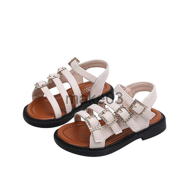 Choice Girls Metal Buckle Versatile Roman Shoes 2025 Summer New Collection Childrens Open toed Beach Shoes Big Kids Sandals J250403