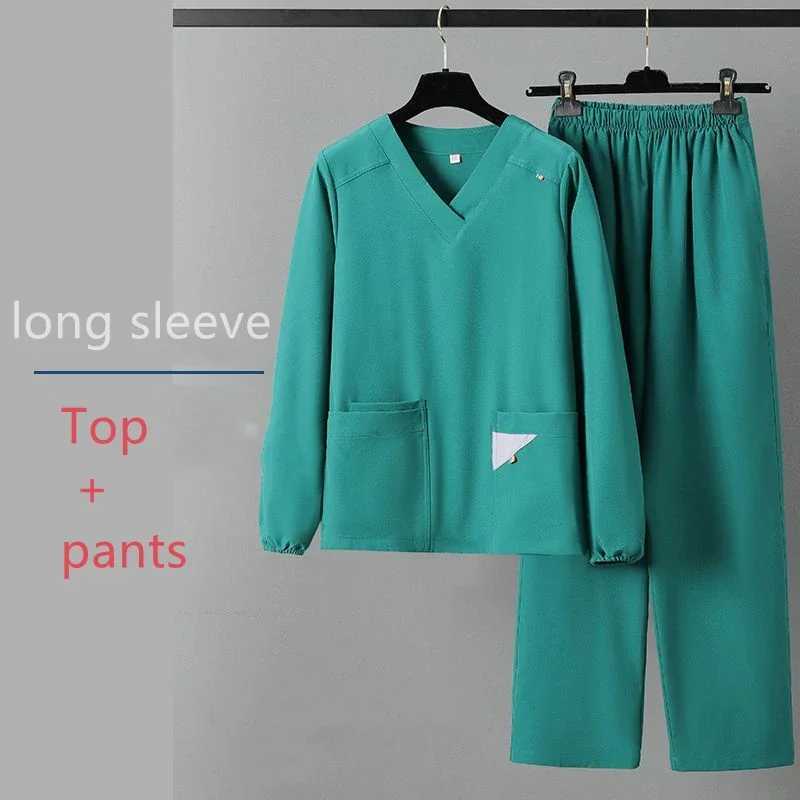Long Sleeve nurse scrubs sets Medical Clothes Scrubs Nursing Pants Women Thin and Light Fabric Elastic Medical Uniforms Summer J251103