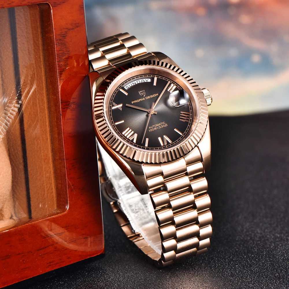 PAGANI DESIGN New DD36 Rose Gold Luxury Automatic Mechanical Watch For Men ST16 100M Waterproof AR Sapphire Glass Wristwatch MenW251104