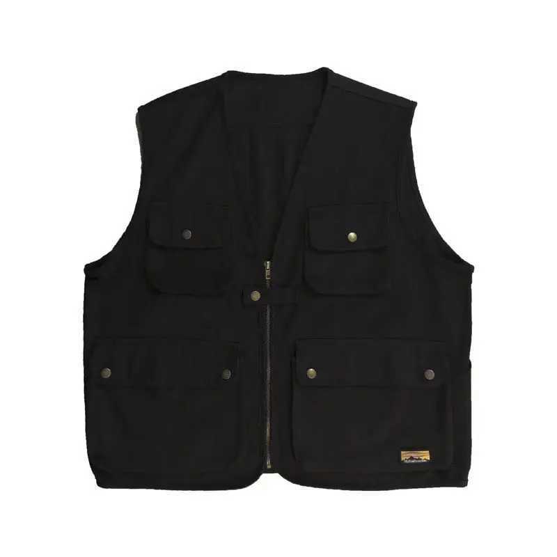 Men Cargo Vests Multi Pockets 2023 Spring Summer Fashion Streetwear Vintage Waistcoat Solid Color Male Casual Sleeveless Jackets X250403