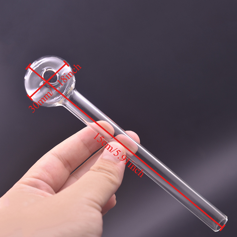 High quality 15cm Big Thick heady Glass oil burner pipe Clear Straight Handmade Smoking tube nails straw pipes with 30mm ball