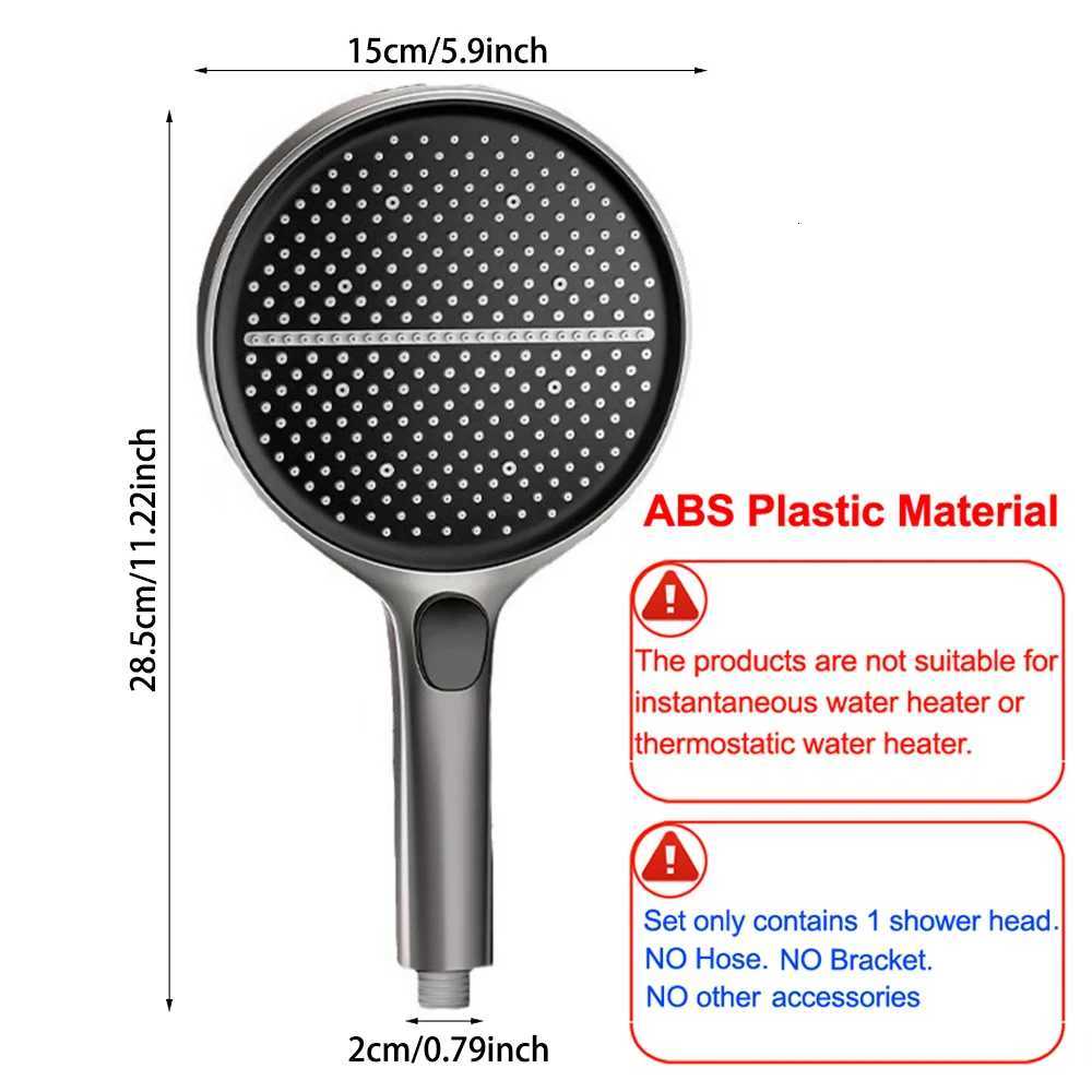 4 Modes Pressure Boost Shower 15CM Big Panel Black High Pressure Large Flow Spray Nozzle Massage Shower Bathro Accessorie Y251103qw