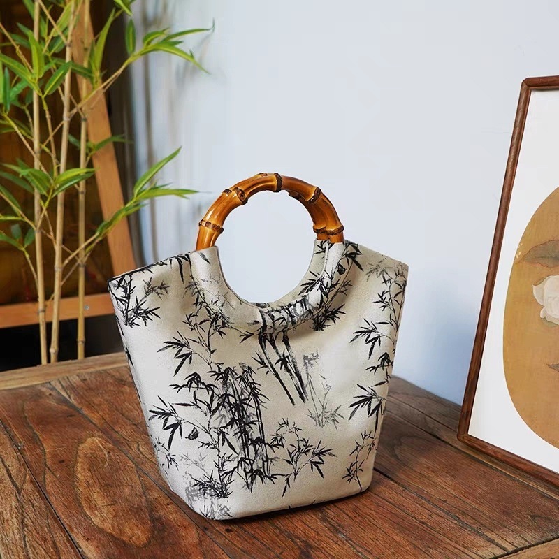free shipping 2025 bamboo knot circular handbag Chinese style souvenir packaging for woman