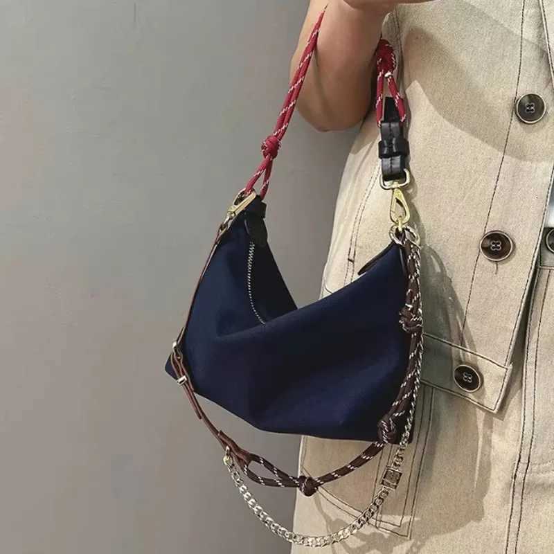 Womens Handbags Canvas Lunch Box Bag Ctrast Color Surf Rope Shoulder Messenger Bag Large Capacity Quality Dumpling Armpit BagXJ251103