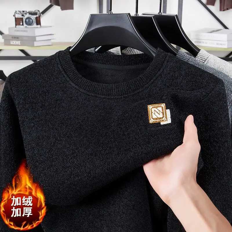 Mens Knitted Sweater Heavyweight Plus Fleece Thickened Chenille Warm Winter Casual Pullover High Quality Luxury Outwear SweaterT251103