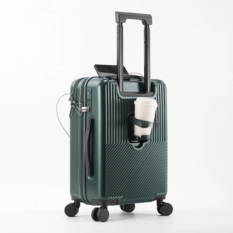 2024 New Durable Lage Sets Suitcase Front Open TSA Lock USB Slient Spinner Wheel Charging Men Carry-On Travel 20/22/24/26