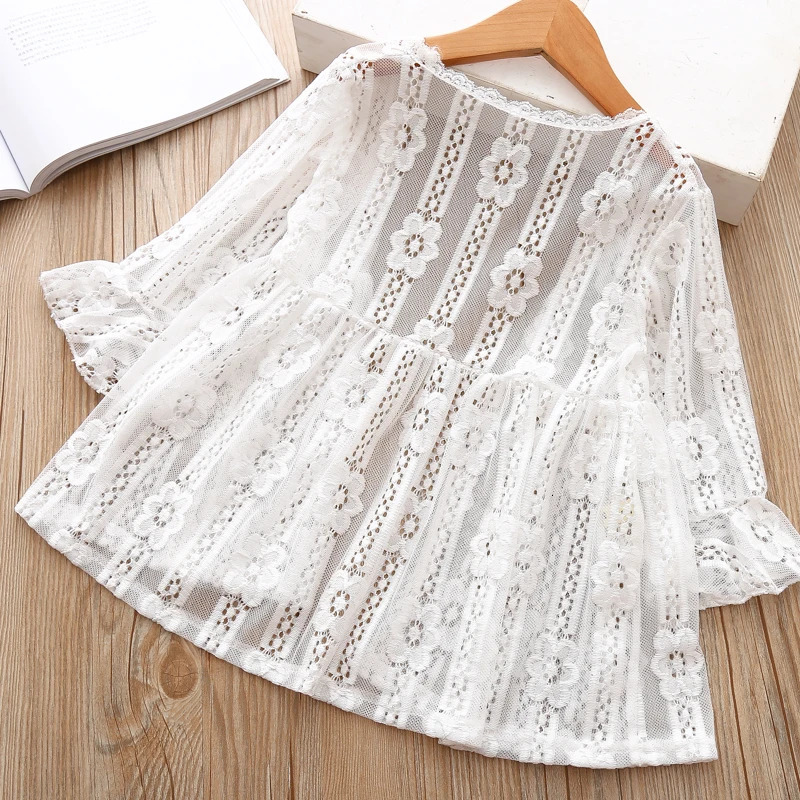 Baby and toddler clothing girls white shirt cardigan wool sweater childrens summer coat lace sun protection 250325z