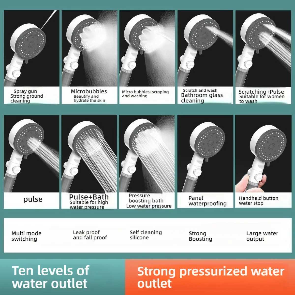 10 Spray Filtered Shower High-Pressure Handheld Water Saving Shower Fall Resistance Bathro Shower Nozzle Accessories Y251103