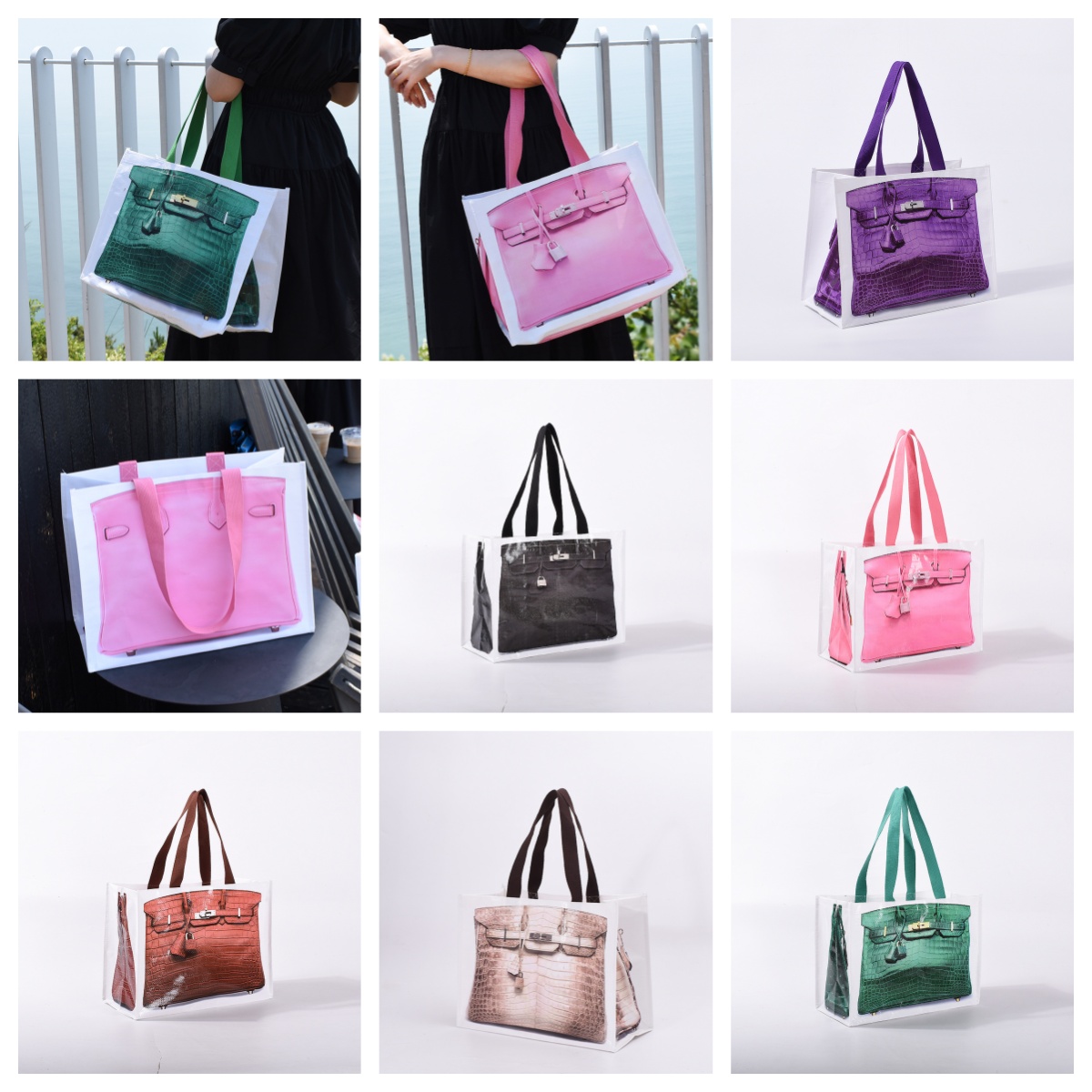 Shopping Bags Laminated Portable Woven Bag PP Plastic Waterproof Snakeskin Lage Packaging Storage
