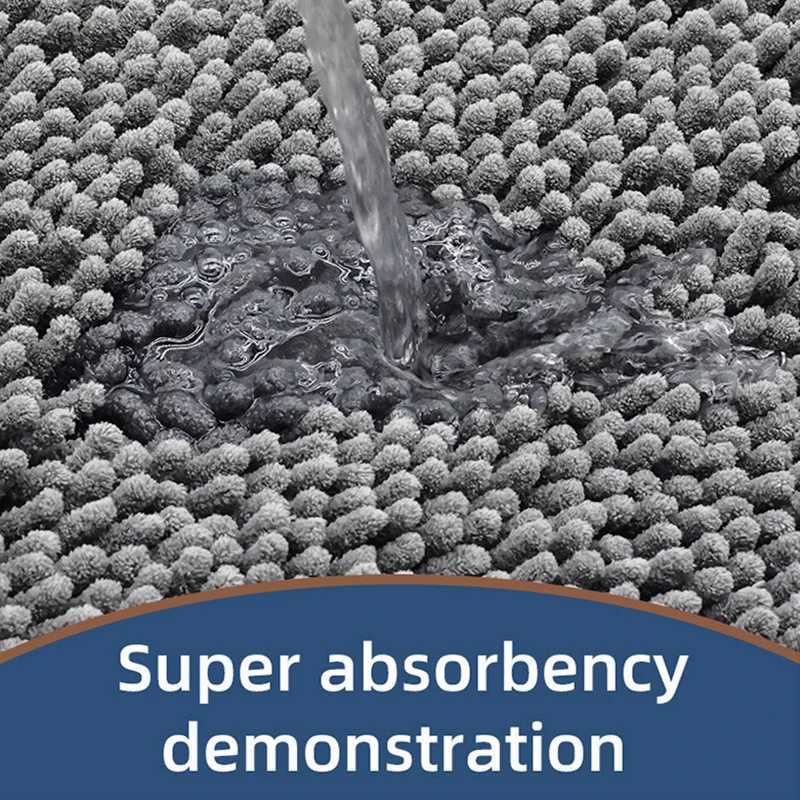 Chenille Bath Mat Soft and Absorbent Bath Rug Non-Slip and Quick Dry Shower Carpet for Home Bathroom-Machine Washable C251103