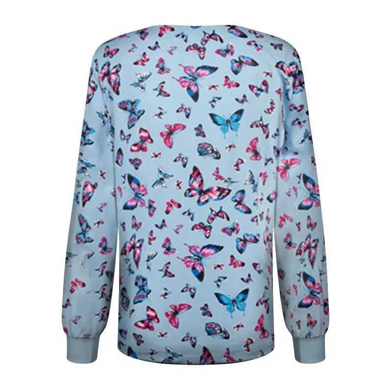 Plus Size 3D Printed Nurse Uniform for Women Longsleeved O Neck Singlebreasted Scrub Top Beauty Salon Work Uniforms S5XL J251103