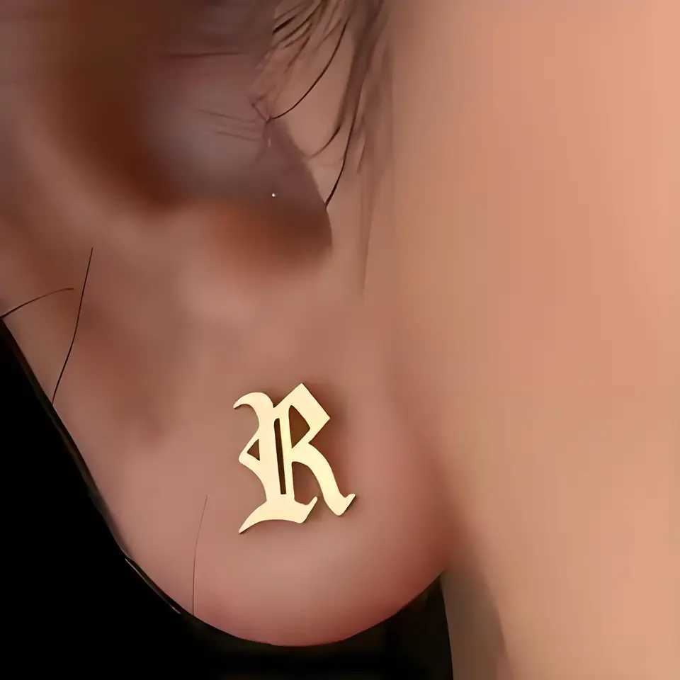 Customized first letter earrings stainless steel personalized Old English pendants perfect for music festivals and holidays C251103