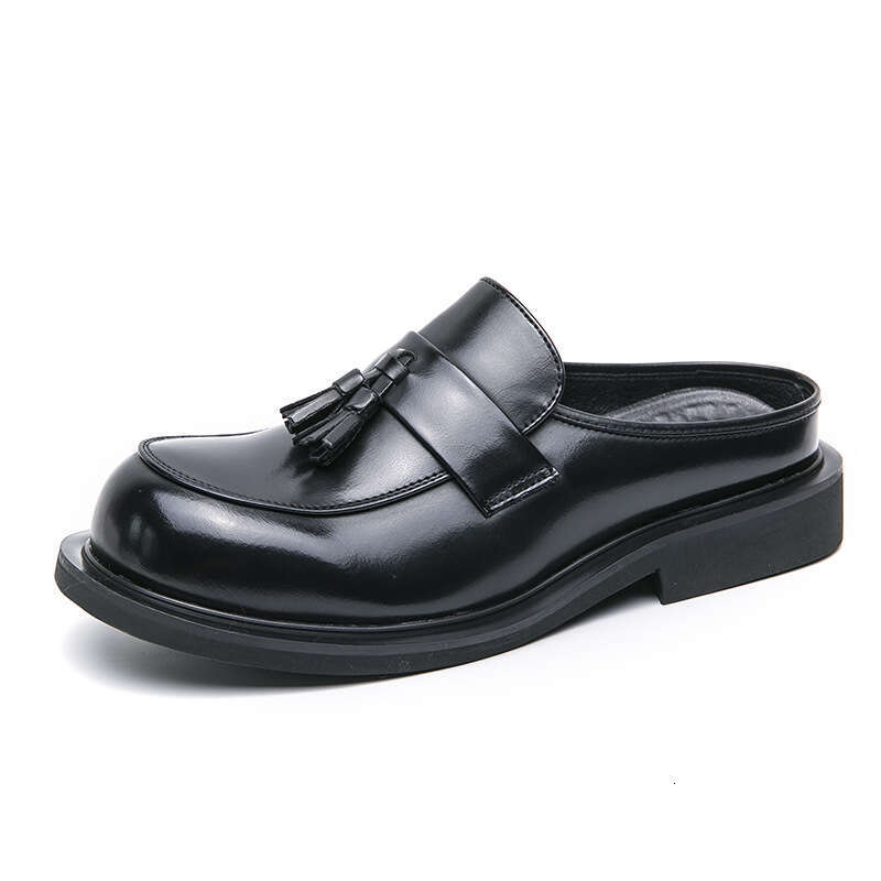 Large men's half slipper shoes for spring and summer 2024 new trend fitting room slippers, sizes 38-46 big head slippers