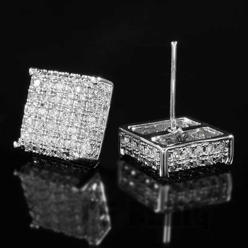 Huitan womens earrings classic square earrings perforated sparkling cubic zirconia daily wearable multifunctional jewelry Y250401