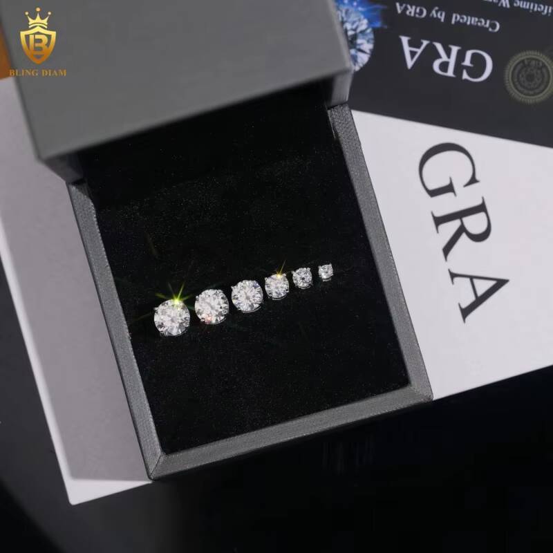 Hot Sale with GRA VVS1 Moissanite Diamond Elegant Solitaire Stud Earrings S925 Hiphop Style Stud Earrings Past Diamond Test