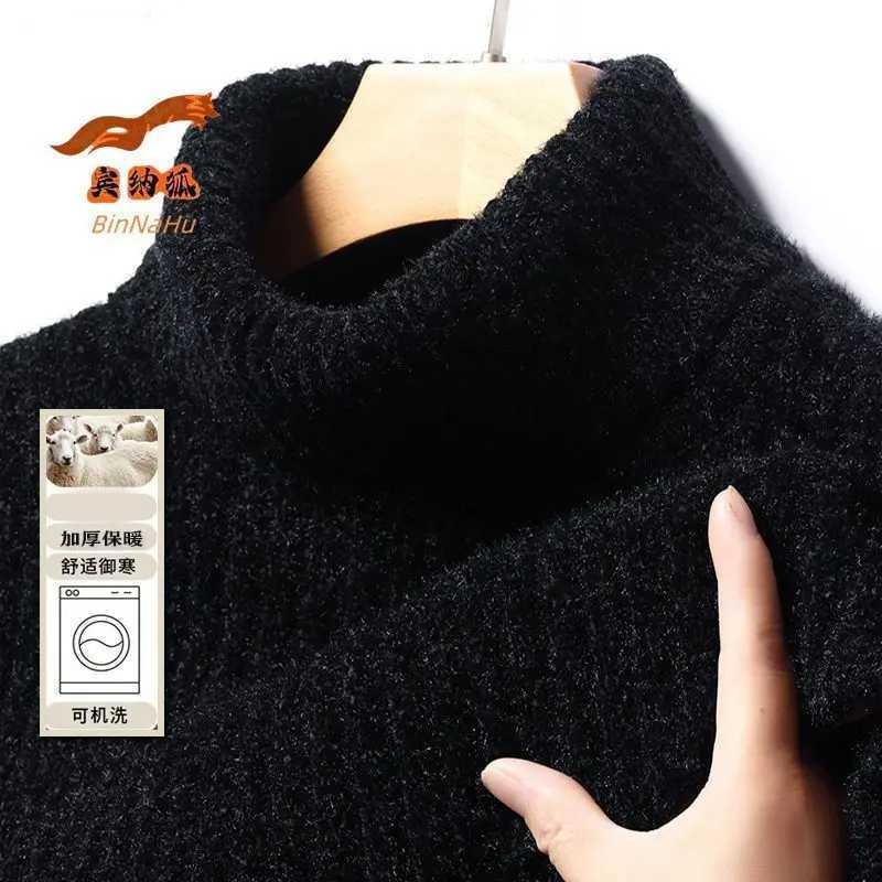 New Casual Mens Turtleneck Sweater in Winter Knitted Trendy High-end Thickened Slim Base WarmT251103