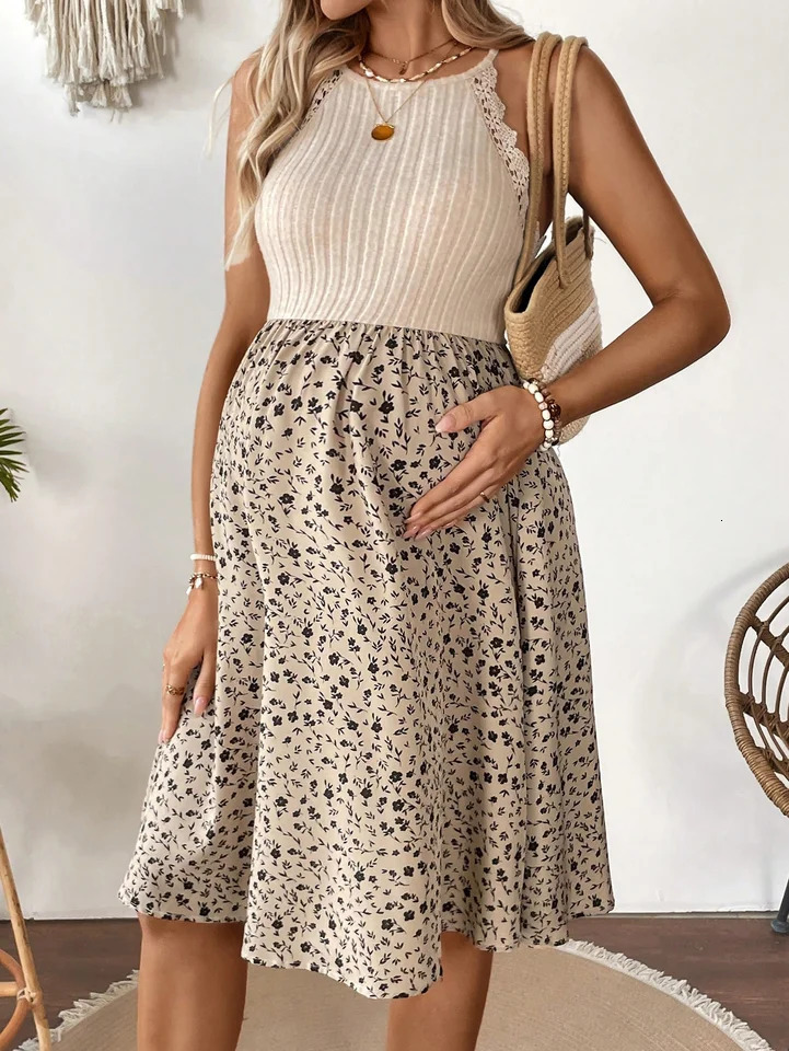 The summer elegant lace patchwork Bohemian maternity dress 251027
